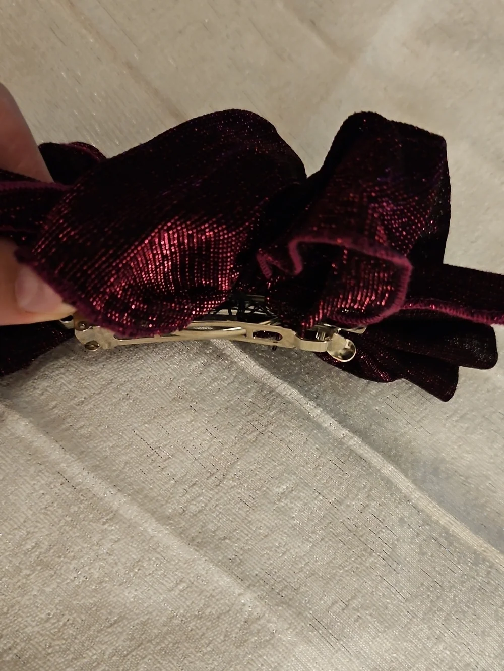 HANDMADE Large Purple Metallic Hair Bow Barrette